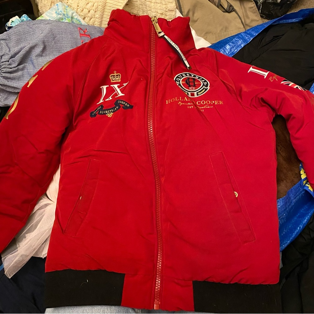 Holland Cooper Equestrian HC Tour Team Bomber Jacket in Red